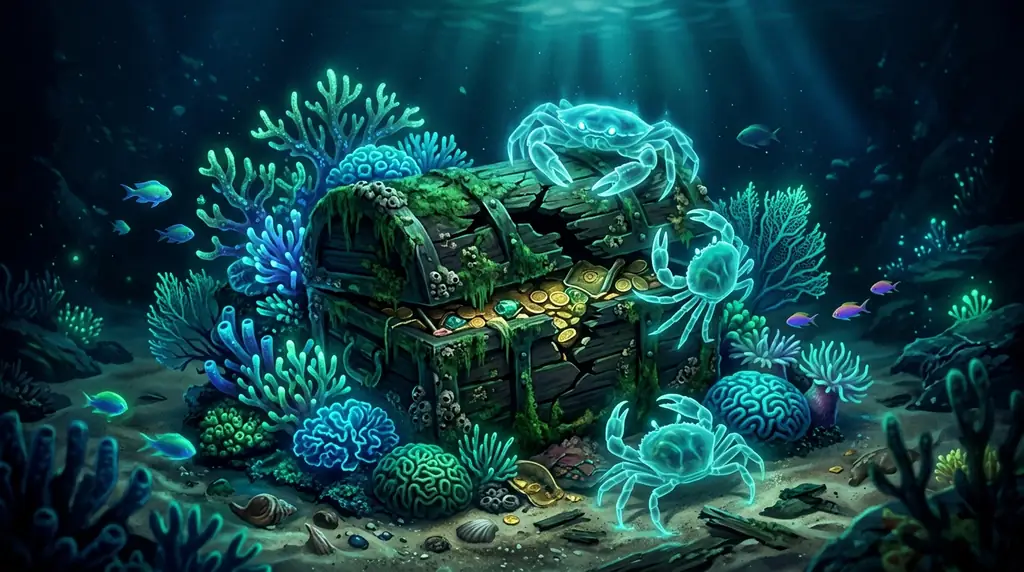 Sunken glowing coral formation